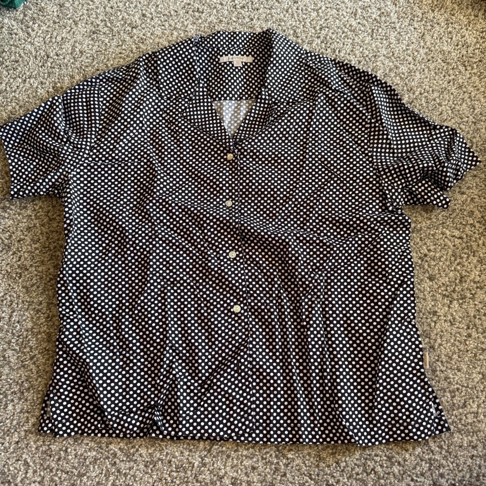 Brixton Black & White Button Down Shirt with Polka Dots